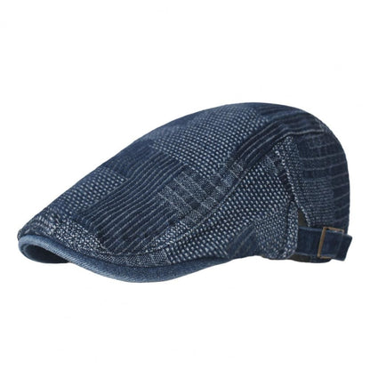 J&L Patchwork Denim Flat Cap - Casual Patchwork Denim Look With Timeless Versatility