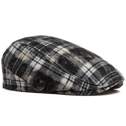 Johnson Plaid Distressed Flat Cap - Cotton And Acrylic Cap Plaid Distressed Finish