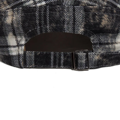 Johnson Plaid Distressed Flat Cap - Cotton And Acrylic Cap Plaid Distressed Finish