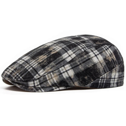 Johnson Plaid Distressed Flat Cap - Cotton And Acrylic Cap Plaid Distressed Finish