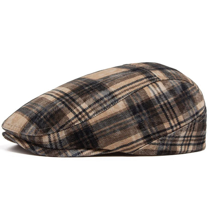 Johnson Plaid Distressed Flat Cap - Cotton And Acrylic Cap Plaid Distressed Finish