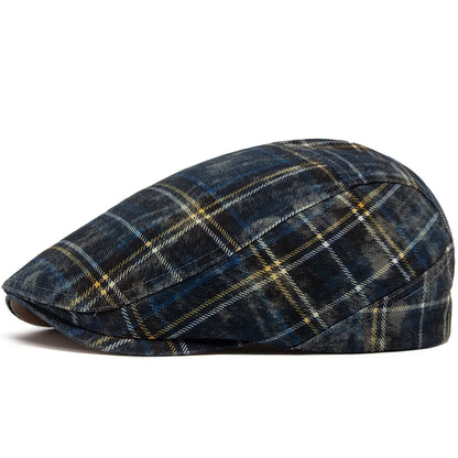 Johnson Plaid Distressed Flat Cap - Cotton And Acrylic Cap Plaid Distressed Finish