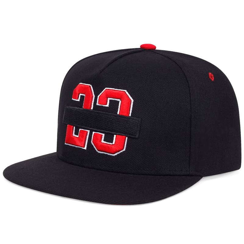 Jordan 23 Snapback Cap – Black Cotton Flat Brim Hat
