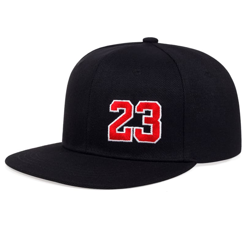 Jordan 23 Snapback Cap – Black Cotton Flat Brim Hat