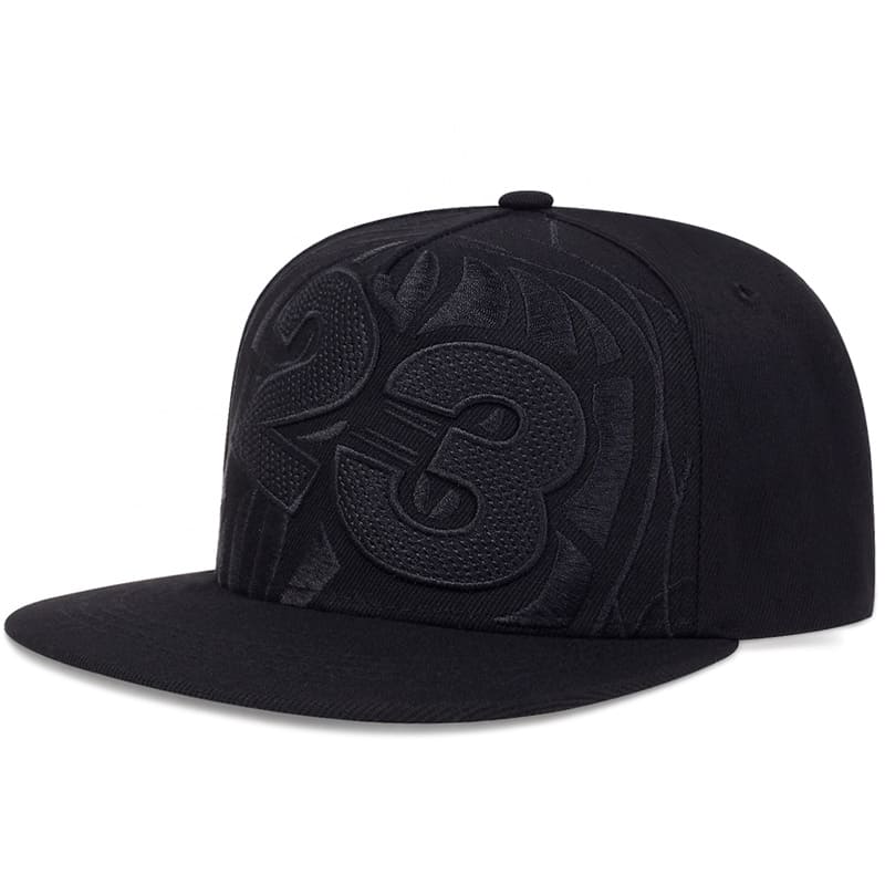 Jordan 23 Snapback Cap – Black Cotton Flat Brim Hat