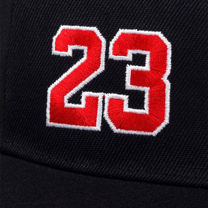 Jordan 23 Snapback Cap – Black Cotton Flat Brim Hat