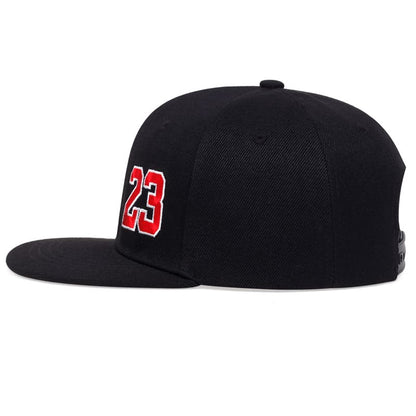 Jordan 23 Snapback Cap – Black Cotton Flat Brim Hat
