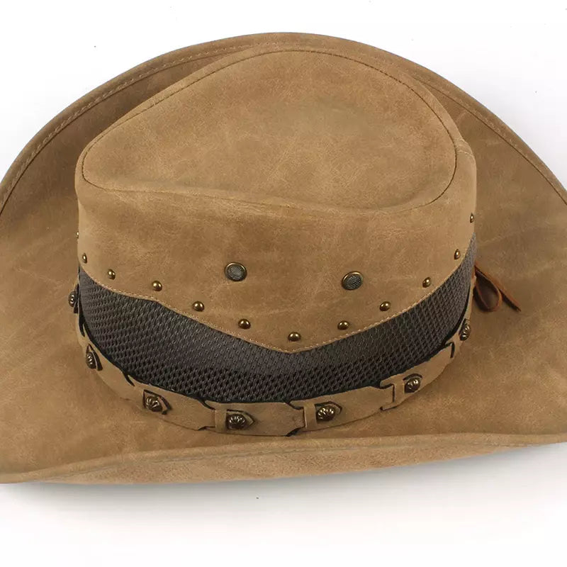 Justin Mesh Genuine Leather Cowboy Hat - Classic Western Style With Genuine Leather Mesh