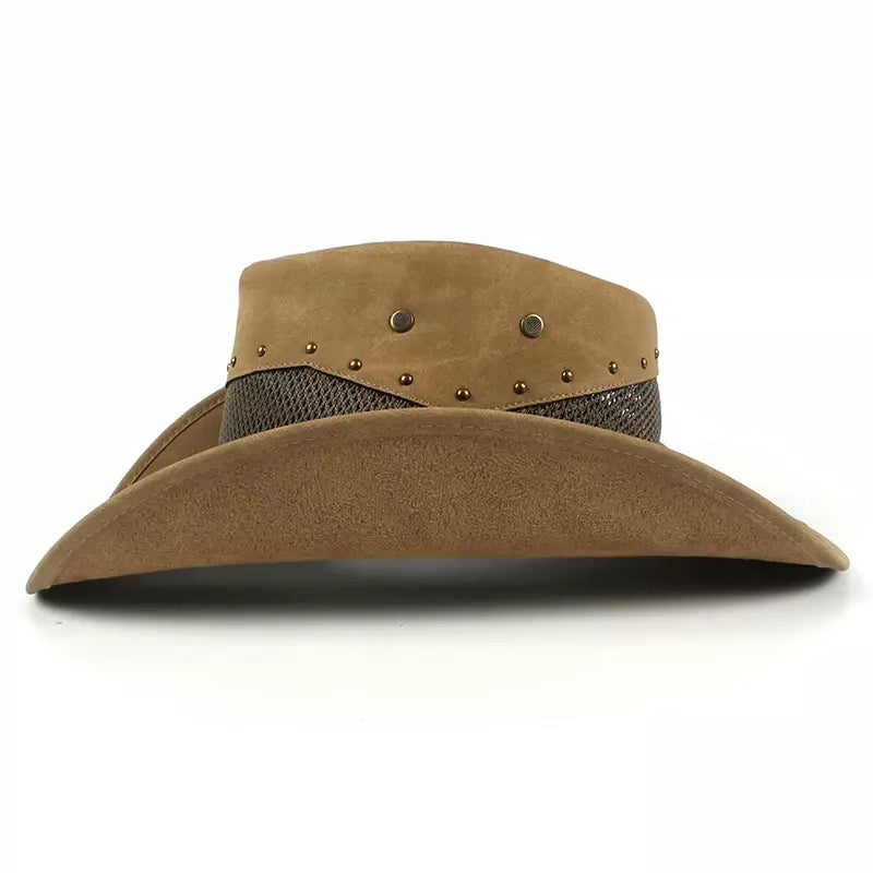 Justin Mesh Genuine Leather Cowboy Hat - Classic Western Style With Genuine Leather Mesh
