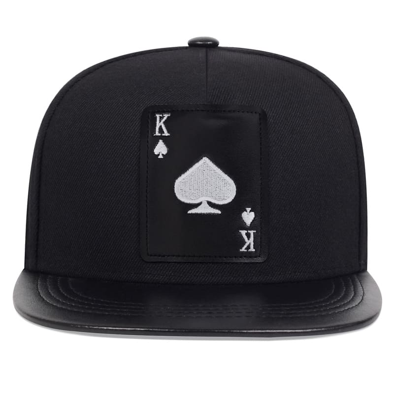 K Ace Poker Black Snapback Cap - Poker Themed Streetwear Snapback With Embroidered Logo