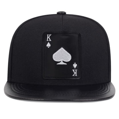 K Ace Poker Black Snapback Cap - Poker Themed Streetwear Snapback With Embroidered Logo