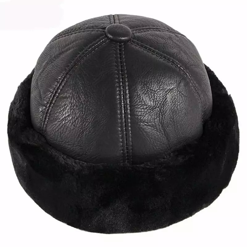KOV Russian Winter Leather Cap – Lined Warm Ushanka Hat