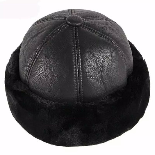 KOV Russian Winter Leather Cap – Lined Warm Ushanka Hat