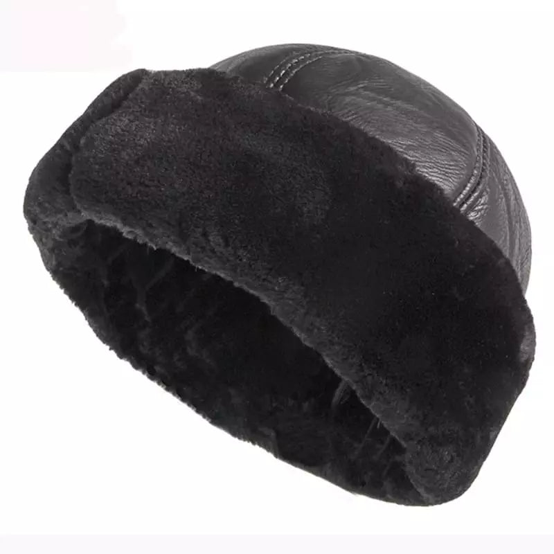 KOV Russian Winter Leather Cap – Lined Warm Ushanka Hat