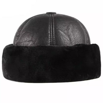 KOV Russian Winter Leather Cap – Lined Warm Ushanka Hat
