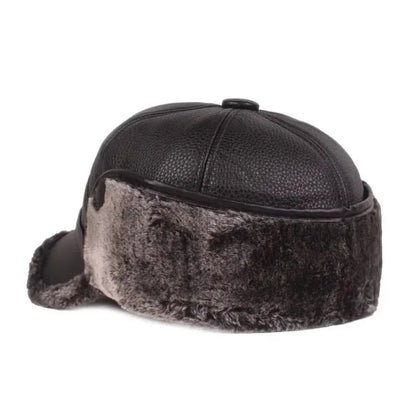Kazan Winter Earflaps Leather Baseball Cap - Warm, Foldable Earflaps For Cold Days