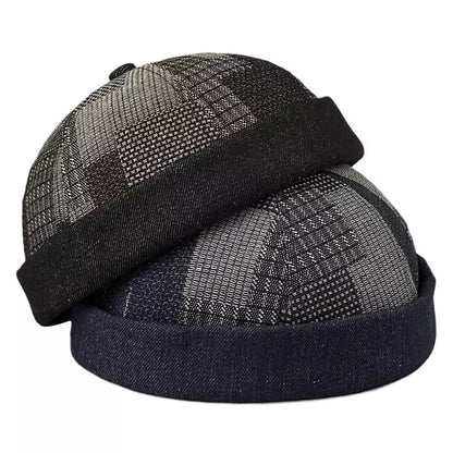 Kendrick Denim Patchwork Docker Cap - Casual Patchwork Denim Cap For Street Style