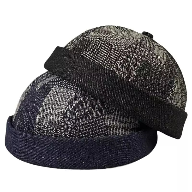 Kendrick Denim Patchwork Docker Cap - Casual Patchwork Denim Cap For Street Style