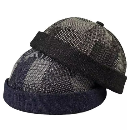 Kendrick Denim Patchwork Docker Cap - Casual Patchwork Denim Cap For Street Style