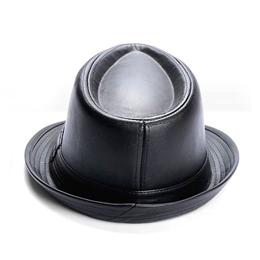 Kenner Plain Leather Trilby Hat - Minimalist Vegan Leather Trilby With Plain Styling