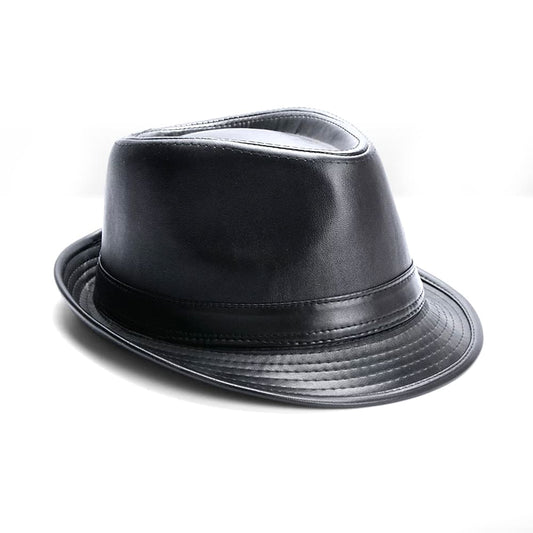 Kenner Plain Leather Trilby Hat - Minimalist Vegan Leather Trilby With Plain Styling