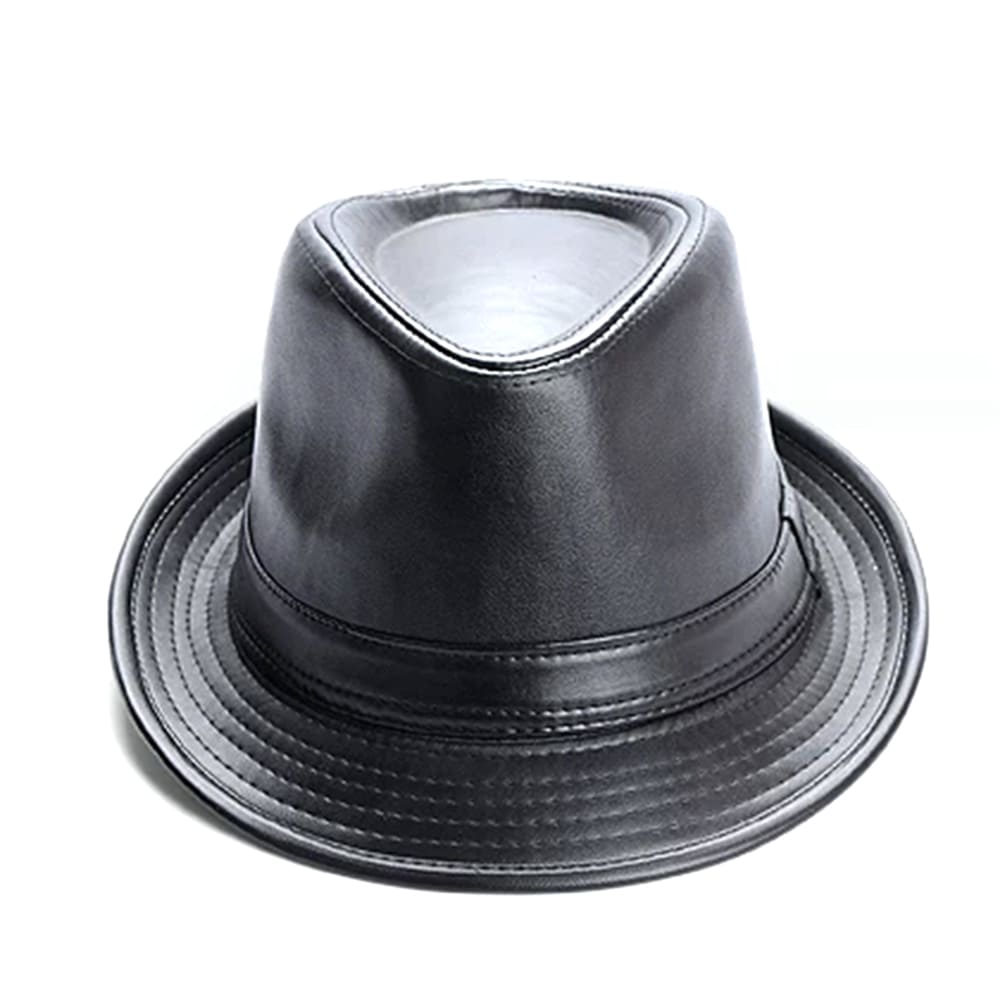 Kenner Plain Leather Trilby Hat - Minimalist Vegan Leather Trilby With Plain Styling