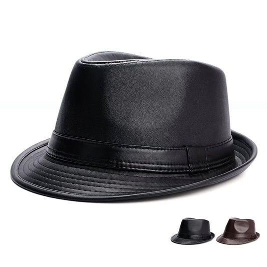 Kenner Plain Leather Trilby Hat - Minimalist Vegan Leather Trilby With Plain Styling