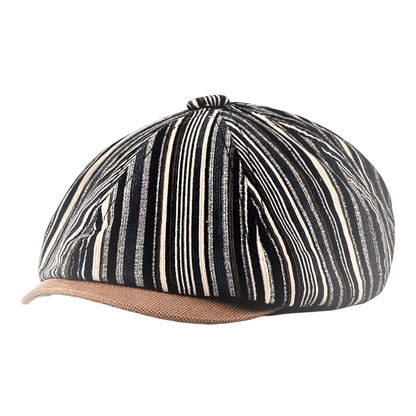 Kingston Striped Newsboy Cap - Classic Striped Cap With Versatile Casual Style And Charm