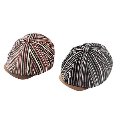 Kingston Striped Newsboy Cap - Classic Striped Cap With Versatile Casual Style And Charm