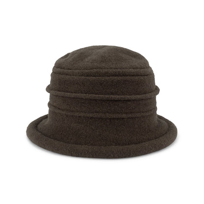 Olivia – Boiled Wool Cloche Hat with Rimmed Crown and Turned Brim