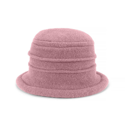 Olivia – Boiled Wool Cloche Hat with Rimmed Crown and Turned Brim