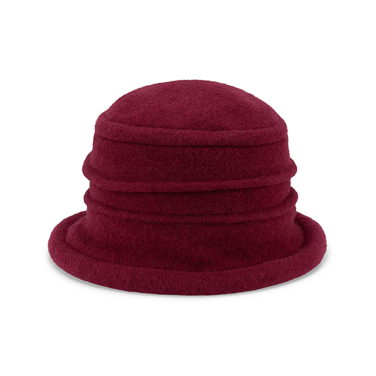 Olivia – Boiled Wool Cloche Hat with Rimmed Crown and Turned Brim
