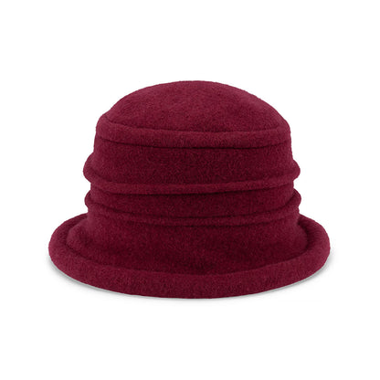 Olivia – Boiled Wool Cloche Hat with Rimmed Crown and Turned Brim