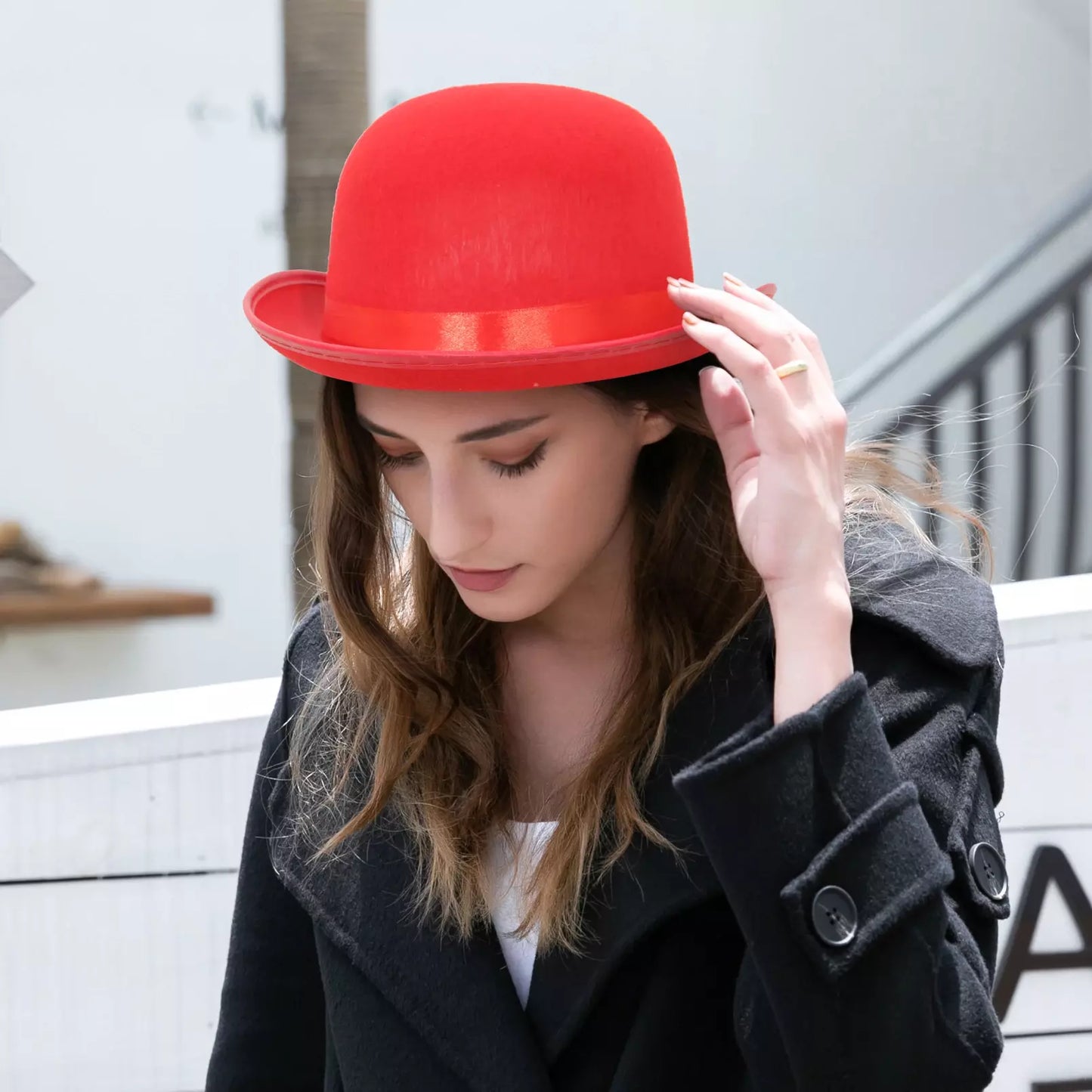 La Rochette Vintage Bowler Hat Cotton Acrylic Blend Classic Streetwear