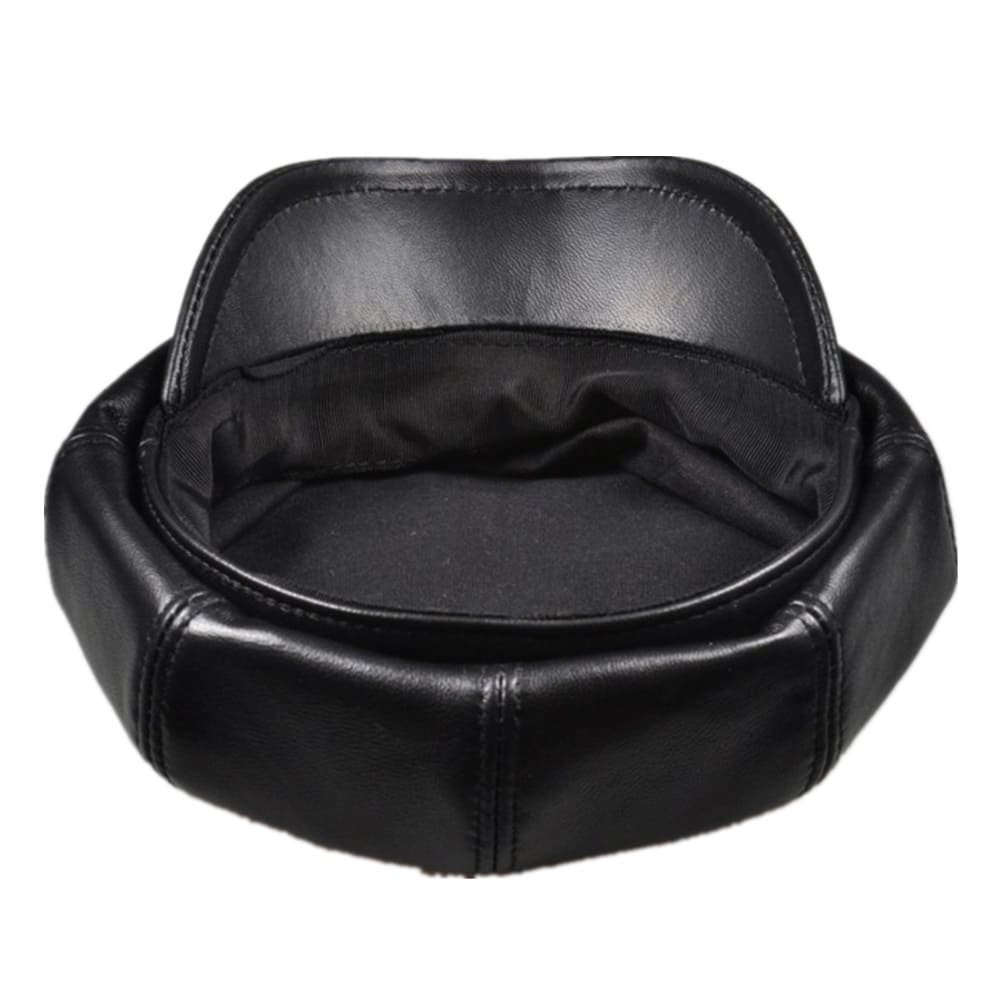La Spezia Black Genuine Leather Newsboy Cap - Vintage Charm Meets Modern Edge With Style