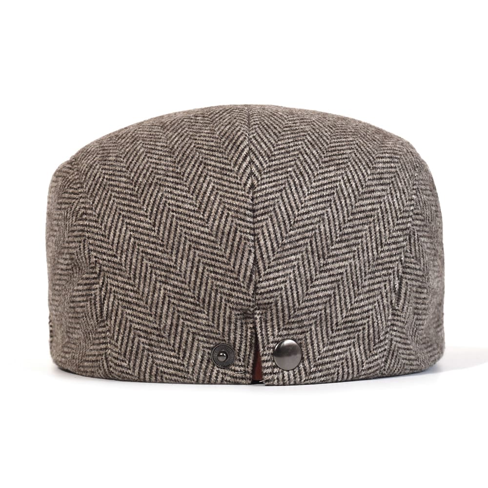 Lamarck Herringbone Flat Cap - Cotton Herringbone Flat Cap For Classic Smart Casual Style