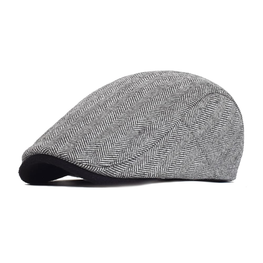 Lamarck Herringbone Flat Cap - Cotton Herringbone Flat Cap For Classic Smart Casual Style