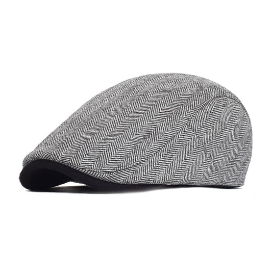 Lamarck Herringbone Flat Cap - Cotton Herringbone Flat Cap For Classic Smart Casual Style