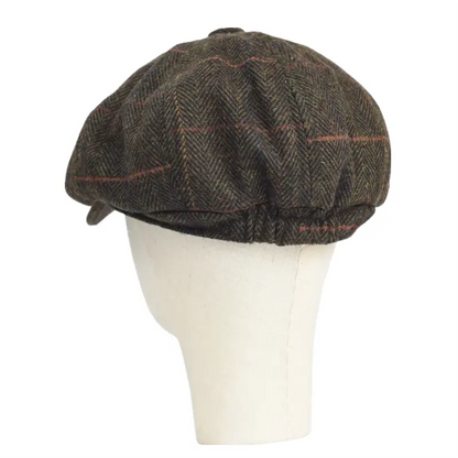Lancashire Plaid Wool Newsboy Cap - Classic Plaid Wool Hat With Timeless Newsboy Silhouette
