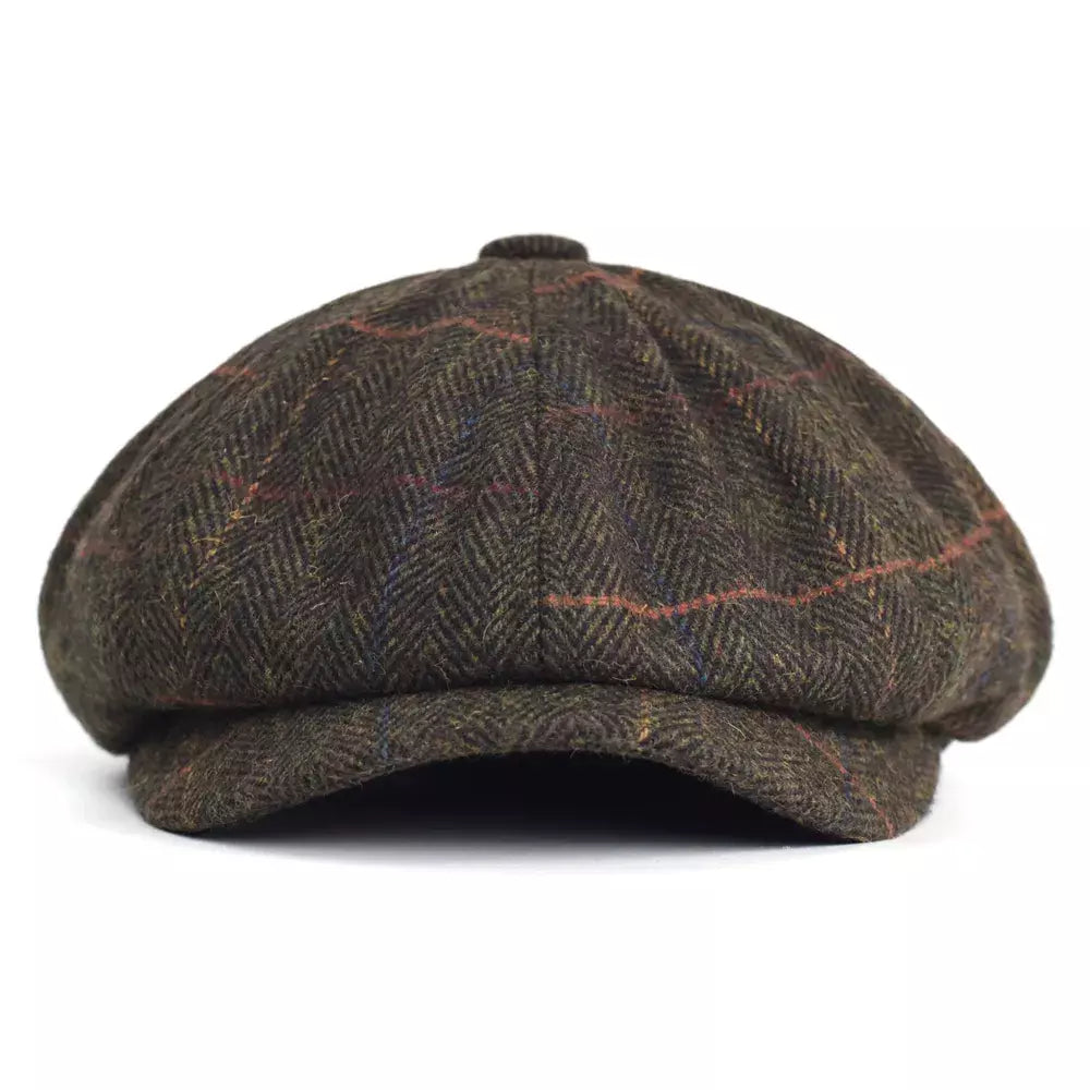 Lancashire Plaid Wool Newsboy Cap - Classic Plaid Wool Hat With Timeless Newsboy Silhouette