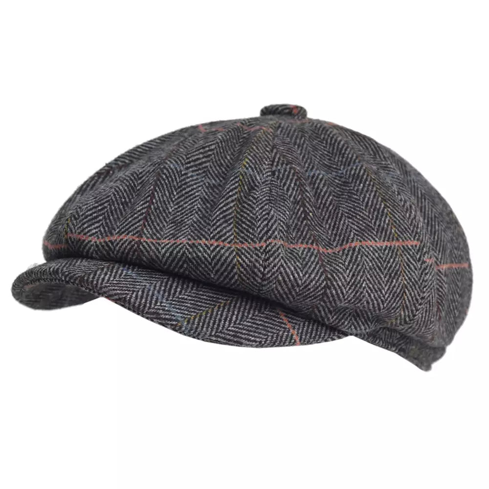 Lancashire Plaid Wool Newsboy Cap - Classic Plaid Wool Hat With Timeless Newsboy Silhouette