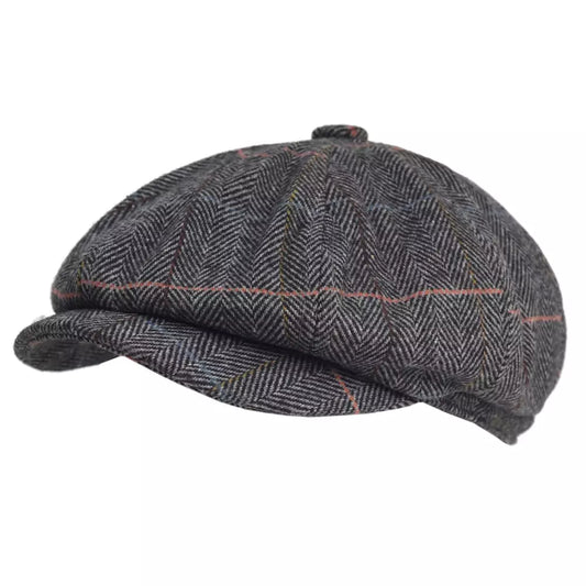 Lancashire Plaid Wool Newsboy Cap - Classic Plaid Wool Hat With Timeless Newsboy Silhouette