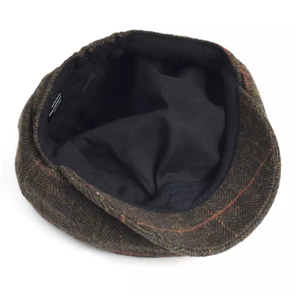 Lancashire Plaid Wool Newsboy Cap - Classic Plaid Wool Hat With Timeless Newsboy Silhouette