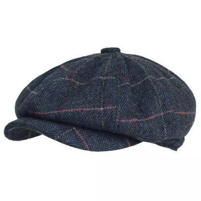 Lancashire Plaid Wool Newsboy Cap - Classic Plaid Wool Hat With Timeless Newsboy Silhouette