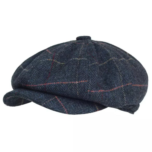 Lancashire Plaid Wool Newsboy Cap - Classic Plaid Wool Hat With Timeless Newsboy Silhouette