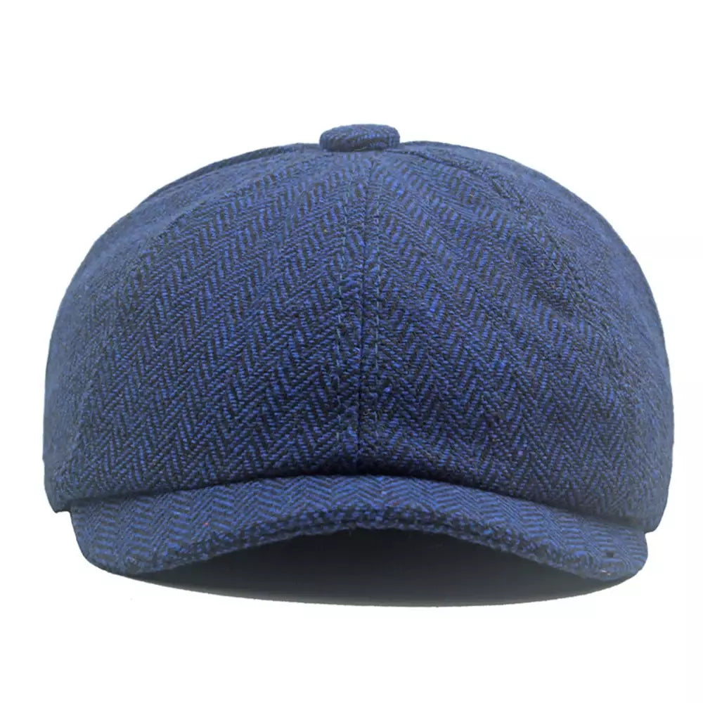 Leacock Herringbone Newsboy Cap - Cotton Cap With Herringbone Pattern For Smart Looks