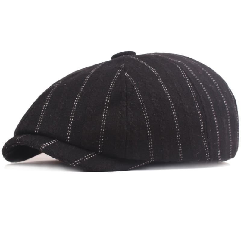 Leeds Striped Wool Newsboy Cap - Classic Striped Wool Hat for Timeless Style Look
