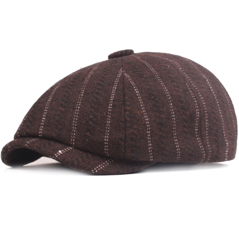 Leeds Striped Wool Newsboy Cap - Classic Striped Wool Hat for Timeless Style Look