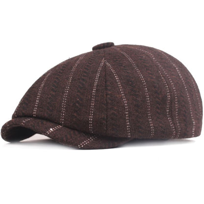 Leeds Striped Wool Newsboy Cap - Classic Striped Wool Hat for Timeless Style Look
