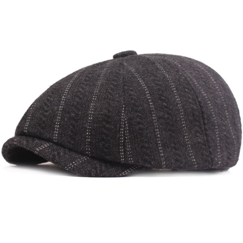 Leeds Striped Wool Newsboy Cap - Classic Striped Wool Hat for Timeless Style Look